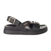 Gekruiste leren platformsandalen Liu Jo , Black , Dames