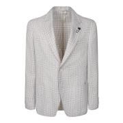 Beige Houndstooth Blazer Lardini , Beige , Heren