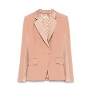 Blush Beige Double-Breasted Jas Elisabetta Franchi , Pink , Dames