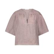 Glanzende Blouse Korte Mouw Blake By-Bar , Pink , Dames