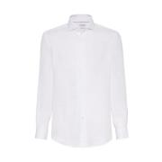 Witte Overhemd met Knopen Lange Mouwen Brunello Cucinelli , White , He...