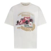 Katoenen T-shirt met Front Print Rhude , White , Dames