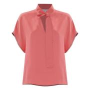 Elegante blouse met lange mouwen en strik Kocca , Red , Dames