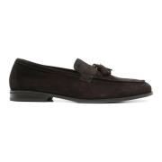 Bruine Suède Loafer met Kwast Detail Doucal's , Brown , Heren