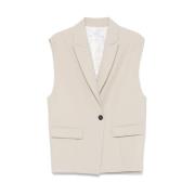 Beige Mouwloze buitenkleding met pieklapels IRO , Beige , Dames