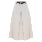 Wijdvallende Lange Rok met Middenplooi Kocca , White , Dames