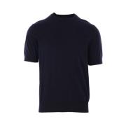 Blauw Katoenen T-shirt met Geribbelde Randen Ermenegildo Zegna , Blue ...