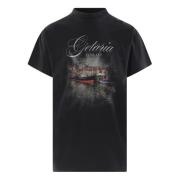 Getaria Print Oversized Katoenen T-shirt Balenciaga , Black , Heren