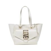 Ivoor Shopper Tas met Gouden Details Moschino , Gray , Dames