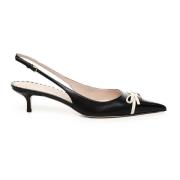 Zwarte Lakleren Slingback Strik Hakken Valentino Garavani , Black , Da...