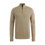 Half Zip Katoen Modal Mouli Pullover Vanguard , Beige , Heren