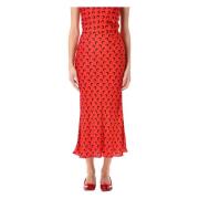 Maan Satijnen Midi Rok Rood Marine Serre , Red , Dames