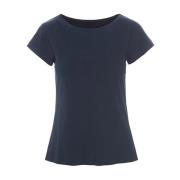 Rib Gebreid T-shirt Donker Middernacht Bitte Kai Rand , Blue , Dames