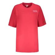 Katoenen Logo T-shirt Geribbelde Halslijn Print Kenzo , Red , Dames