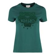 Fluweel Effect Katoenen T-Shirt Kenzo , Green , Dames