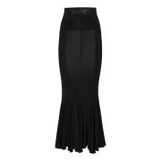 Zwarte Uitlopende Midi Rok Nensi Dojaka , Black , Dames