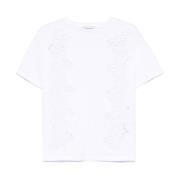 Wit Crew Neck T-shirt met Sheer Panels Ermanno Scervino , White , Dame...