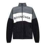 Logo Gedrukte Jas met Rits Balenciaga , Gray , Heren