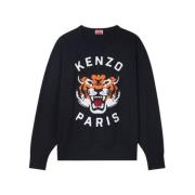 Lucky Tiger Geborduurde Trui Kenzo , Black , Heren