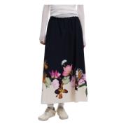 Zwarte Bloemen Katoenen Rok Desigual , Black , Dames