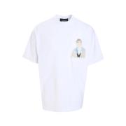 Wit T-shirt met voorapplicatie en achterlogo Msgm , White , Heren