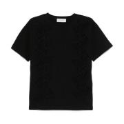 Zwarte Crew Neck T-shirt met Doorschijnende Panelen Ermanno Scervino ,...