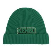 College Patch Wollen Muts Kenzo , Green , Heren