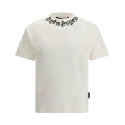 Geborduurde Kraag T-Shirt Monochroom Patroon Palm Angels , White , Her...