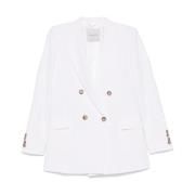 Witte Double-Breasted Jas met Schoudervullingen Ermanno Scervino , Whi...