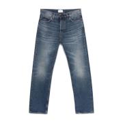 Indigo Blue Straight Jeans Haikure , Blue , Heren