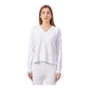 Witte Katoenen Crop Sweater K-Way , White , Dames