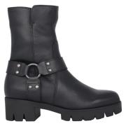 Zwarte Leren Enkellaars Gabor , Black , Dames