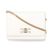 Ivoor Ketting Schouder Pochette Tas Elisabetta Franchi , Beige , Dames