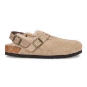 Suede Muiltjes met Bontvoering Birkenstock , Beige , Dames