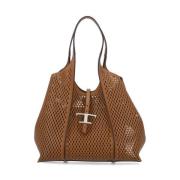 Bruine leren winkeltas met Pochette Tod's , Brown , Dames