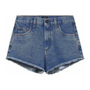 Blauwe Frayed Shorts met Logo Knoop Etro , Blue , Dames