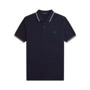 Blauw Poloshirt met Dubbele Streep Fred Perry , Blue , Heren