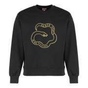 Geribbelde Katoenen Crew-Neck Sweatshirt Kenzo , Black , Heren