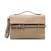 Beige leren handtas met magnetische sluiting Moschino , Beige , Dames