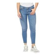 Blauwe Slim Fit Jeans met knoopsluiting Fracomina , Blue , Dames