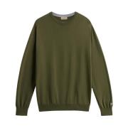 Katoenen Crewneck Jersey Sweater Woolrich , Green , Heren