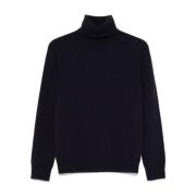 Navy Blue Roll Neck Sweater Jucca , Blue , Dames