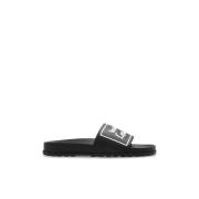 Rubberen slippers met logo Versace Jeans Couture , Black , Dames