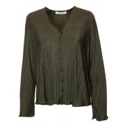 Geplooide blouse met V-hals en vleermuismouwen Samsøe Samsøe , Green ,...