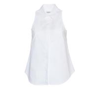 Mouwloze katoenen overhemd met centrale split Dondup , White , Dames