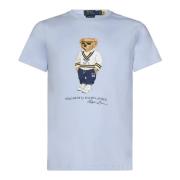 Heldere Blauwe T-shirt Slim Fit Klassiek Ontwerp Polo Ralph Lauren , B...