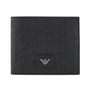 Zwarte Leren Portemonnee Adelaar Ontwerp Emporio Armani , Black , Here...