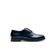 Heren Leren Lage Schoenen Blauw Fabi , Blue , Heren