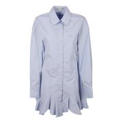 Blauwe Geruwde Overhemdjurk Stella McCartney , Blue , Dames