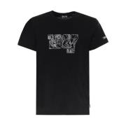 Bloemenontwerp Katoenen T-shirt MCS , Black , Heren